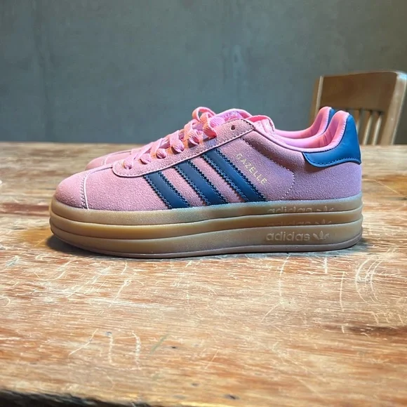 Adidas Pink and Navy Gazelle Sneakers - Picture 1 of 11